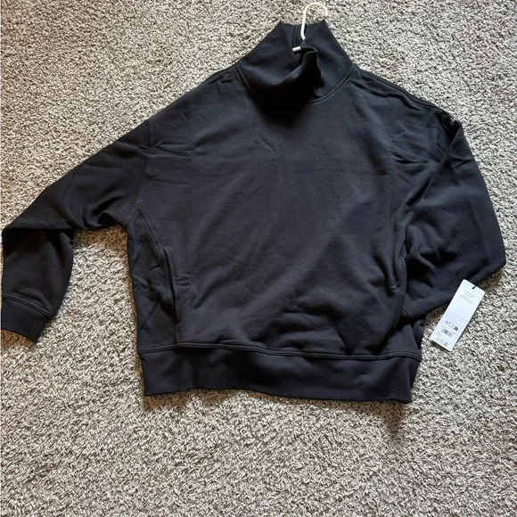 NEW ALO HAZY MOCK NECK PULLOVER BLACK SIZE L - Picture 4 of 4